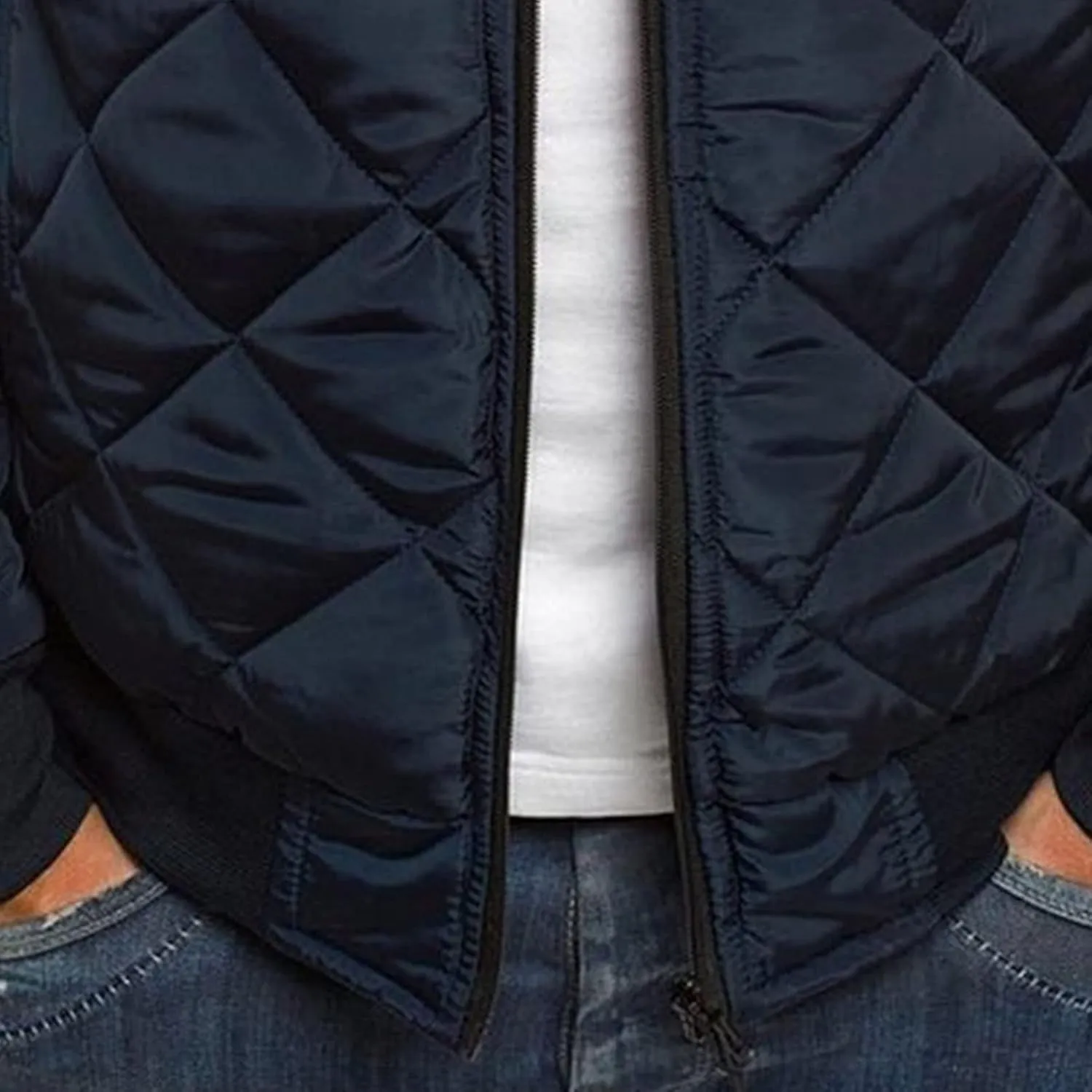 JEsilunmaMY Men's Quilted Jacket Diamond Winter Coat Zip Up Solid Color Bomber Padded Jacket Lightweight Cotton Windbreaker