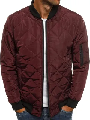 JEsilunmaMY Men's Quilted Jacket Diamond Winter Coat Zip Up Solid Color Bomber Padded Jacket Lightweight Cotton Windbreaker