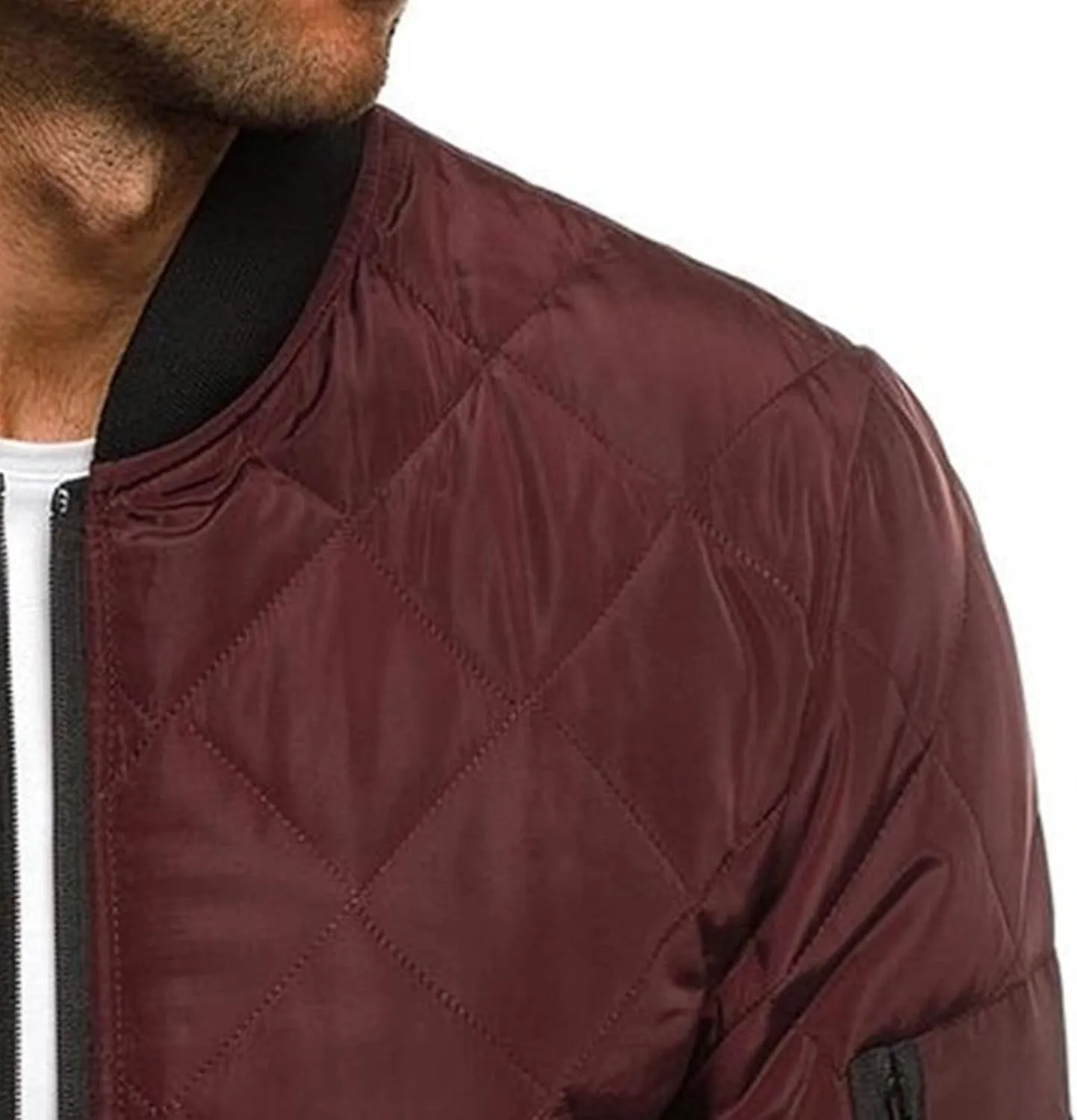 JEsilunmaMY Men's Quilted Jacket Diamond Winter Coat Zip Up Solid Color Bomber Padded Jacket Lightweight Cotton Windbreaker