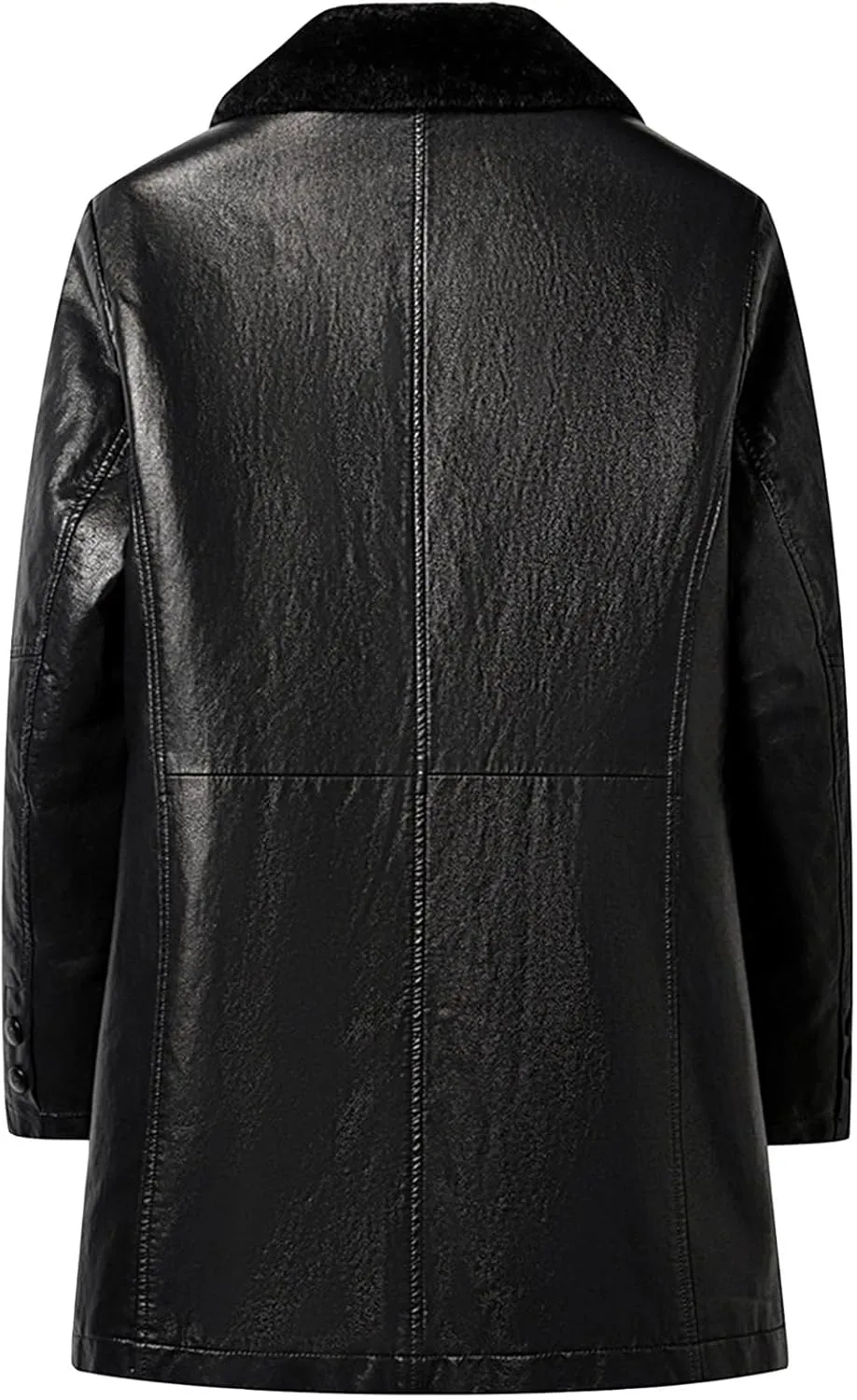 JEsilunmaMY Mens Winter Sherpa Leather Jacket Fleece Lined Lapel Performance Bomber Coat Heavyweight Motorcycle Trench Coat
