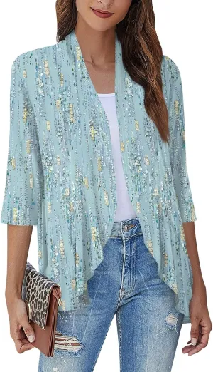 Kimonos for Women Breathable Open Front Tops Lightweight Cardigan Lrregular Hemline Cover Up Loose Fit Casual Coat