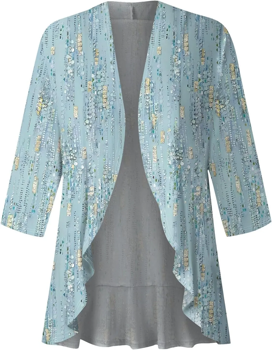 Kimonos for Women Breathable Open Front Tops Lightweight Cardigan Lrregular Hemline Cover Up Loose Fit Casual Coat