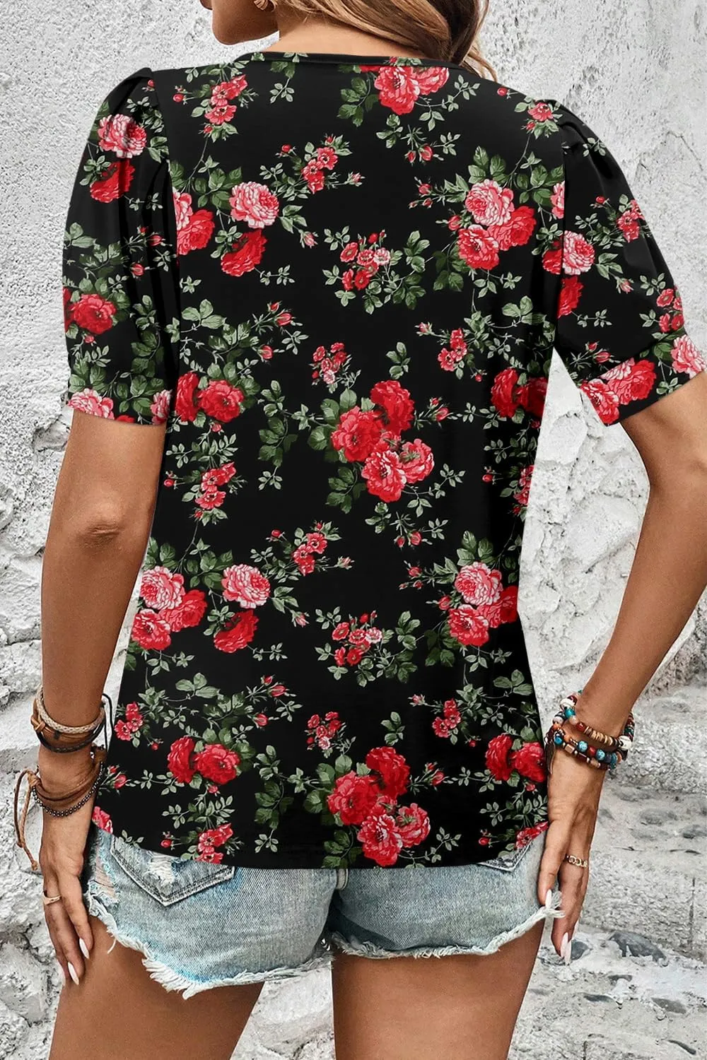 KISSMODA Womens Tops Short Sleeve Plus Size Tunic Top Casual Shirt O-neck Boho Blouse Summer Basic Tunics Tops for Woman