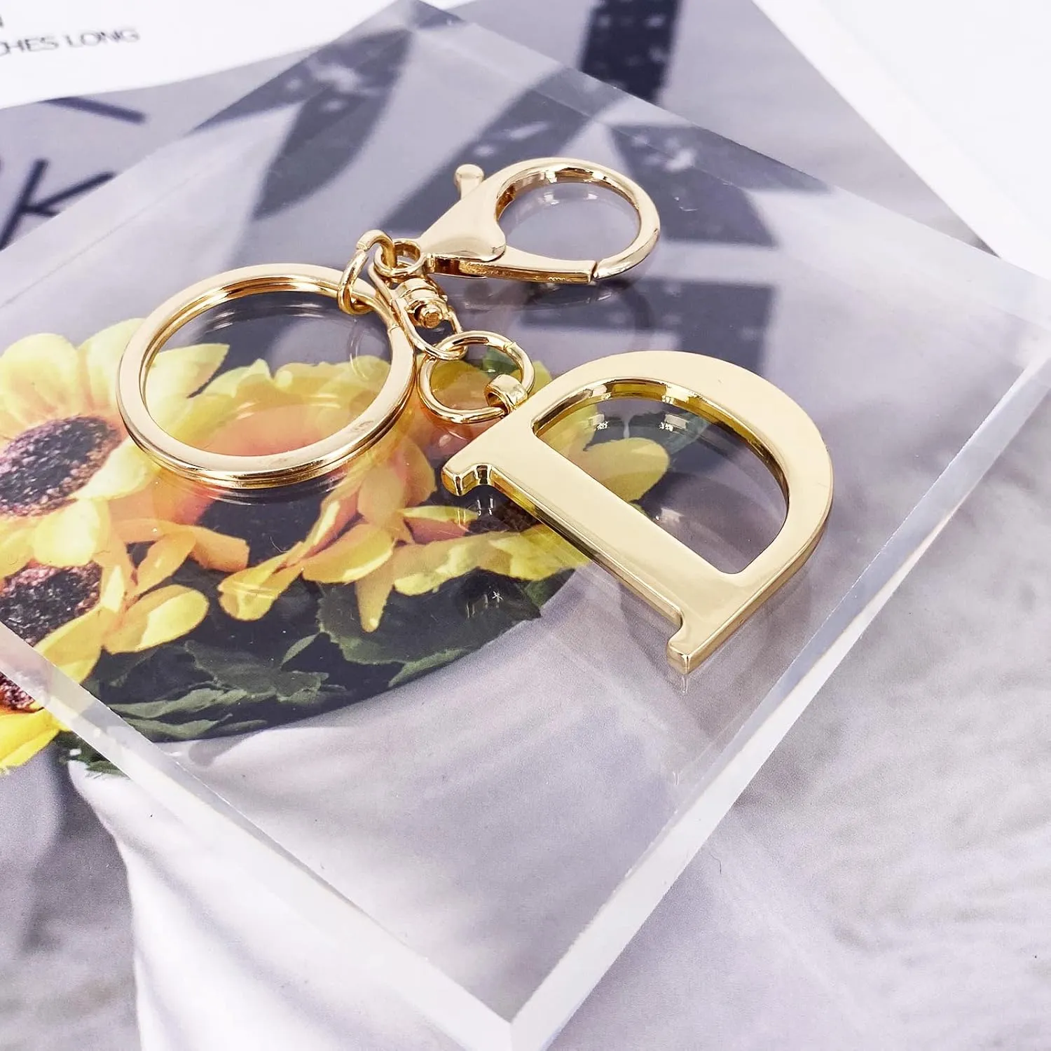 LAXPICOL Gold Letter A-Z Keychain for Women Bag Charms Purse Charms For Handbags Metal Alphabet Initial Letter Keychain