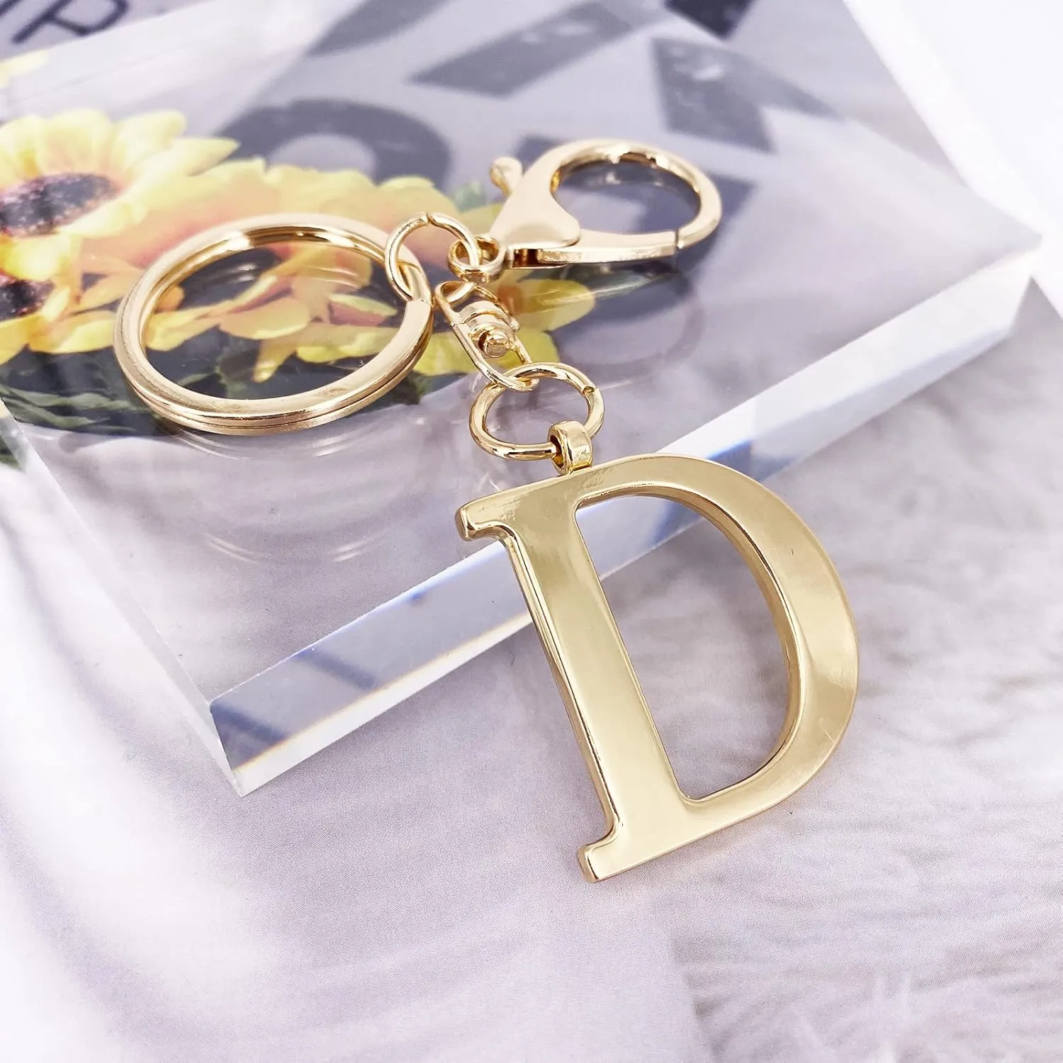 LAXPICOL Gold Letter A-Z Keychain for Women Bag Charms Purse Charms For Handbags Metal Alphabet Initial Letter Keychain