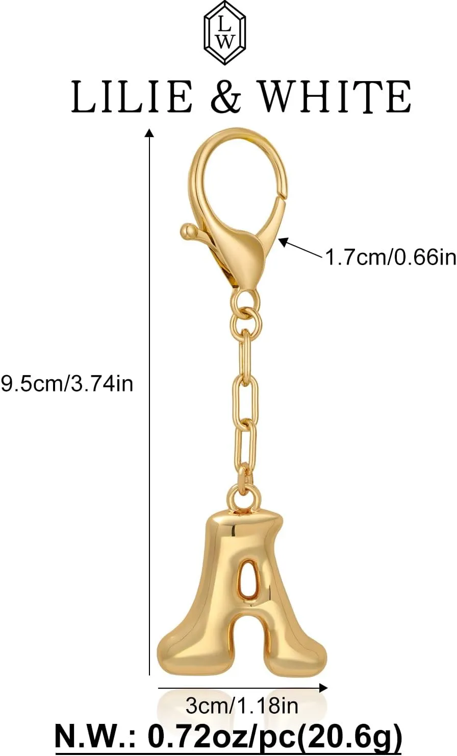 LILIE&WHITE Gold Bubble Initial Keychain For Women Handbag Charms Fashion Alphabet Keychain Accessories Gift