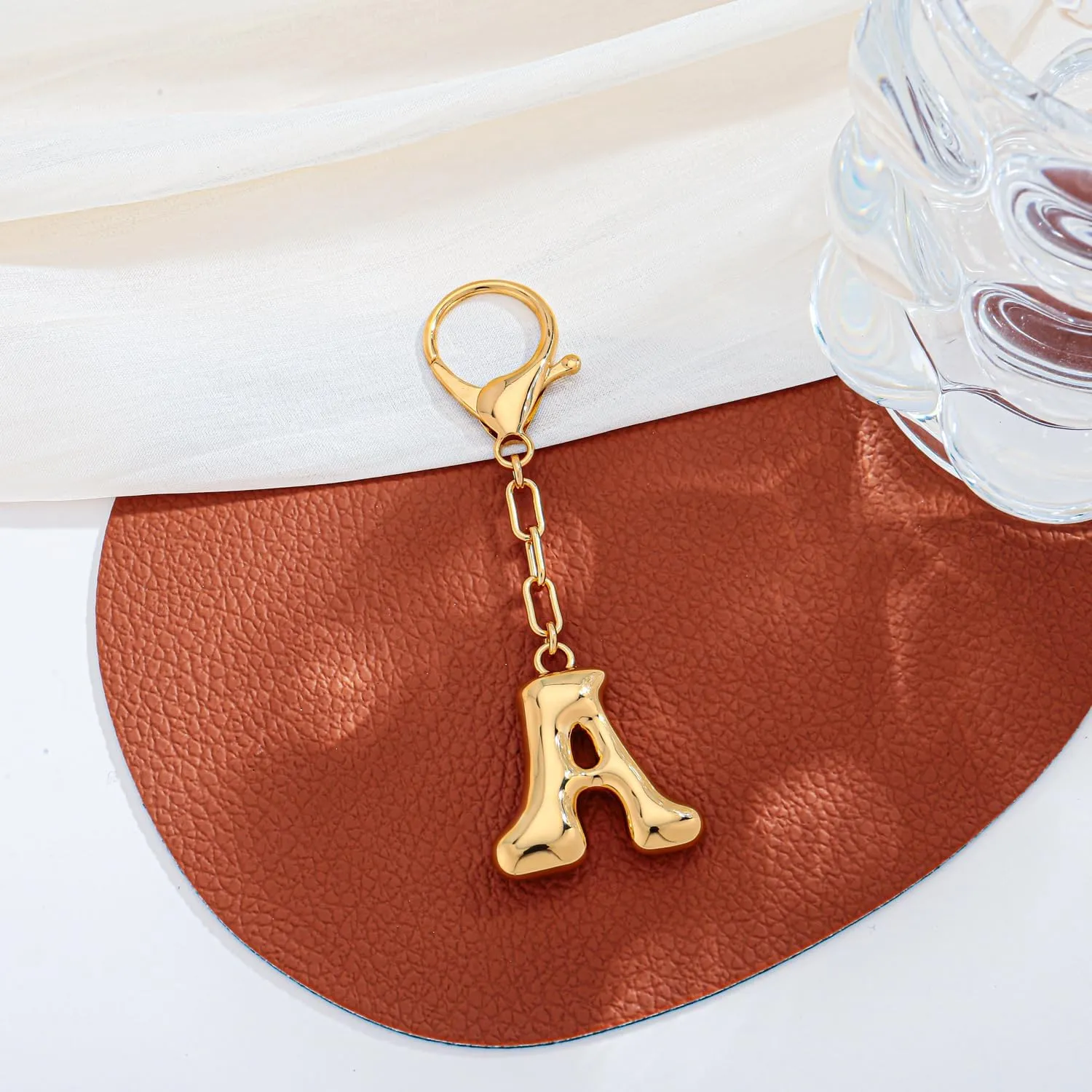 LILIE&WHITE Gold Bubble Initial Keychain For Women Handbag Charms Fashion Alphabet Keychain Accessories Gift