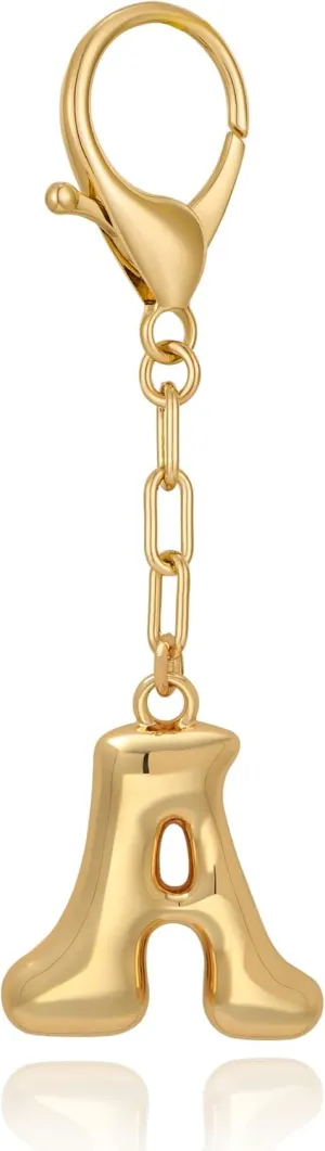 LILIE&WHITE Gold Bubble Initial Keychain For Women Handbag Charms Fashion Alphabet Keychain Accessories Gift