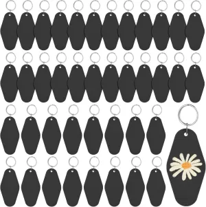 LOTMER 20/30/40/80 PCS Hotel Keychain Blank with Key Rings, 40 Colors Motel Keychain Sublimation Key Chains for DIY Keychains