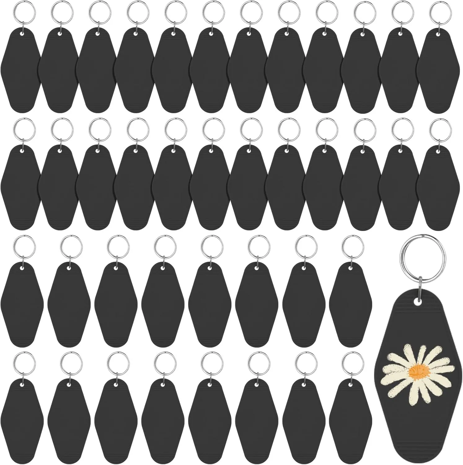 LOTMER 20/30/40/80 PCS Hotel Keychain Blank with Key Rings, 40 Colors Motel Keychain Sublimation Key Chains for DIY Keychains