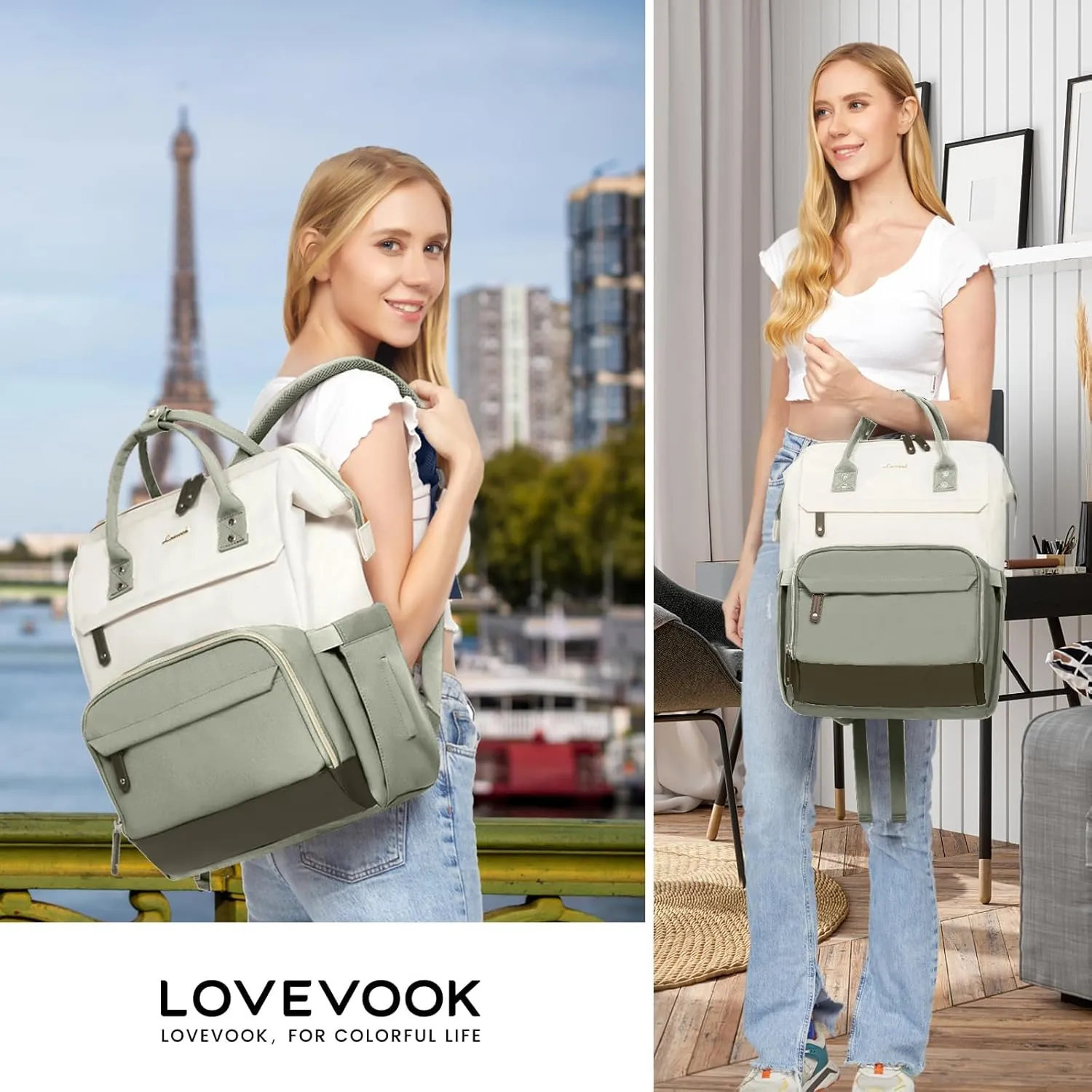 LOVEVOOK Laptop Backpack for Women, 17 Inch Work Business Backpacks Purse with USB Port, Large Capacity Nurse Bag College Bookbag for School, Waterproof Casual Daypack for Travel
