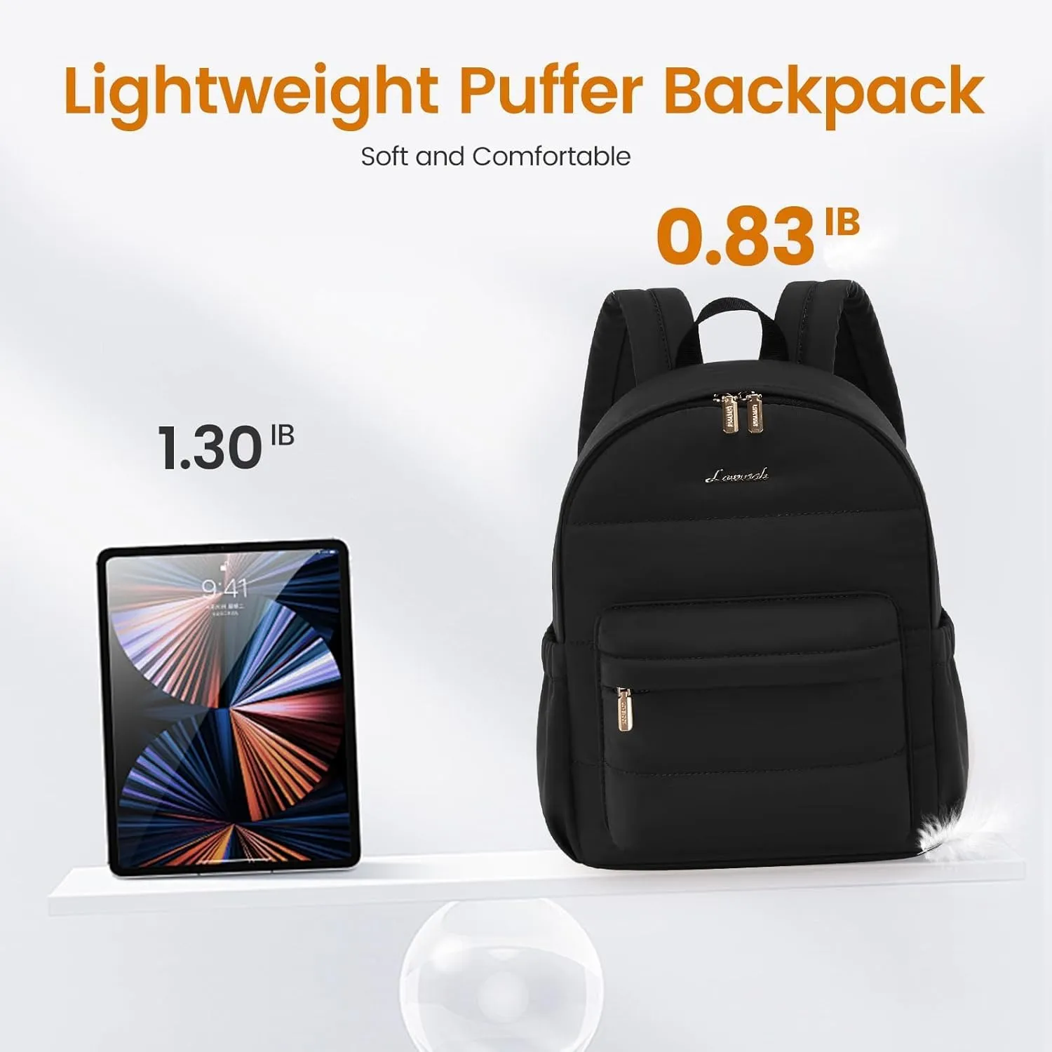 LOVEVOOK Mini Backpack Purse for Women, Small Puffer Lightweight Backpack, Casual Daily Daypack Purse for Women, Cute bag with Anti-theft Pocket for Travel-Black