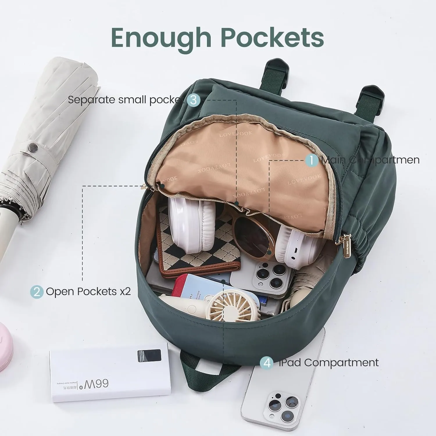LOVEVOOK Mini Backpack Purse for Women, Small Puffer Lightweight Backpack, Casual Daily Daypack Purse for Women, Cute bag with Anti-theft Pocket for Travel-Teal