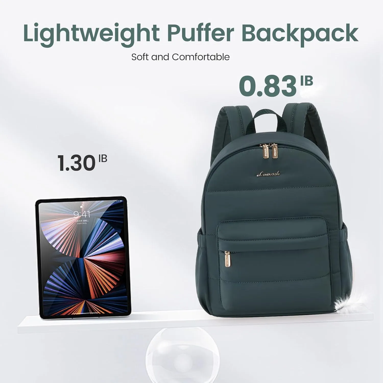 LOVEVOOK Mini Backpack Purse for Women, Small Puffer Lightweight Backpack, Casual Daily Daypack Purse for Women, Cute bag with Anti-theft Pocket for Travel-Teal