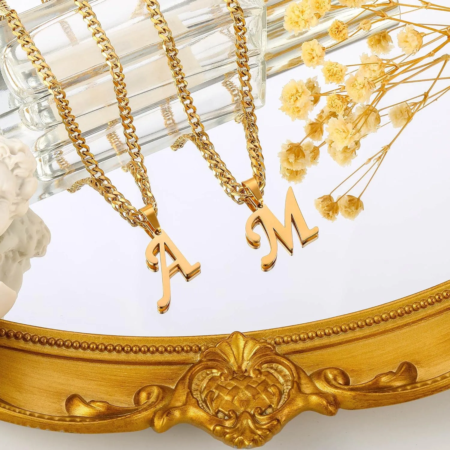 LUXEJEW Initial A-Z Letter Necklace for Men Boys Women, Stainless Steel Cuban Link Chain Letter Pendant Necklaces Capital Monogram Necklace Jewelry Gifts for Men 20 2 Inches