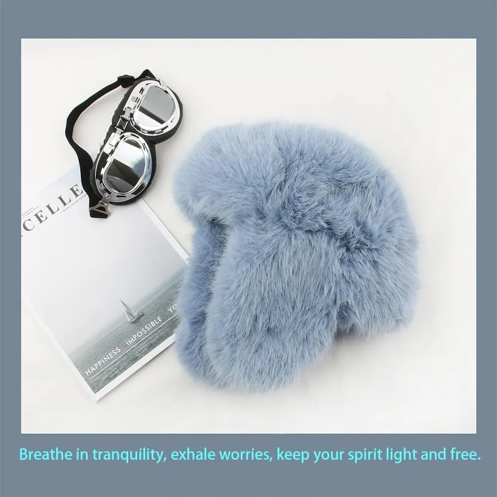 Luxurious Faux Mink Fur Ladies Trapper HatPure Color Simplistic Womens Winter HatFurry Ushanka Warm Hat