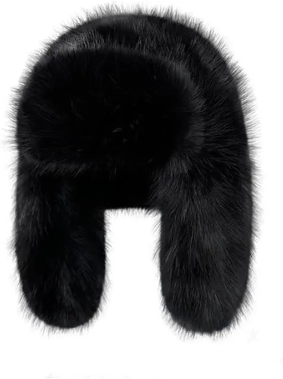 Luxurious Faux Mink Fur Ladies Trapper HatPure Color Simplistic Womens Winter HatFurry Ushanka Warm Hat