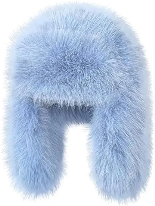 Luxurious Faux Mink Fur Ladies Trapper HatPure Color Simplistic Womens Winter HatFurry Ushanka Warm Hat