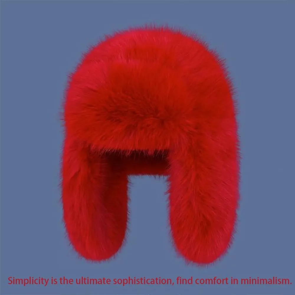 Luxurious Faux Mink Fur Ladies Trapper HatPure Color Simplistic Womens Winter HatFurry Ushanka Warm Hat