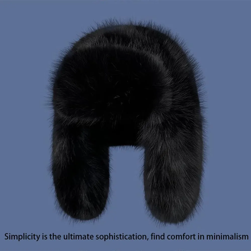 Luxurious Faux Mink Fur Ladies Trapper HatPure Color Simplistic Womens Winter HatFurry Ushanka Warm Hat