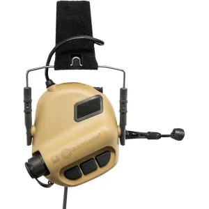 M32 Tactical Headset Hunting & Shooting Earmuffs with Microphone, Sound Amplification, Nato TP120 Jacket, Tan