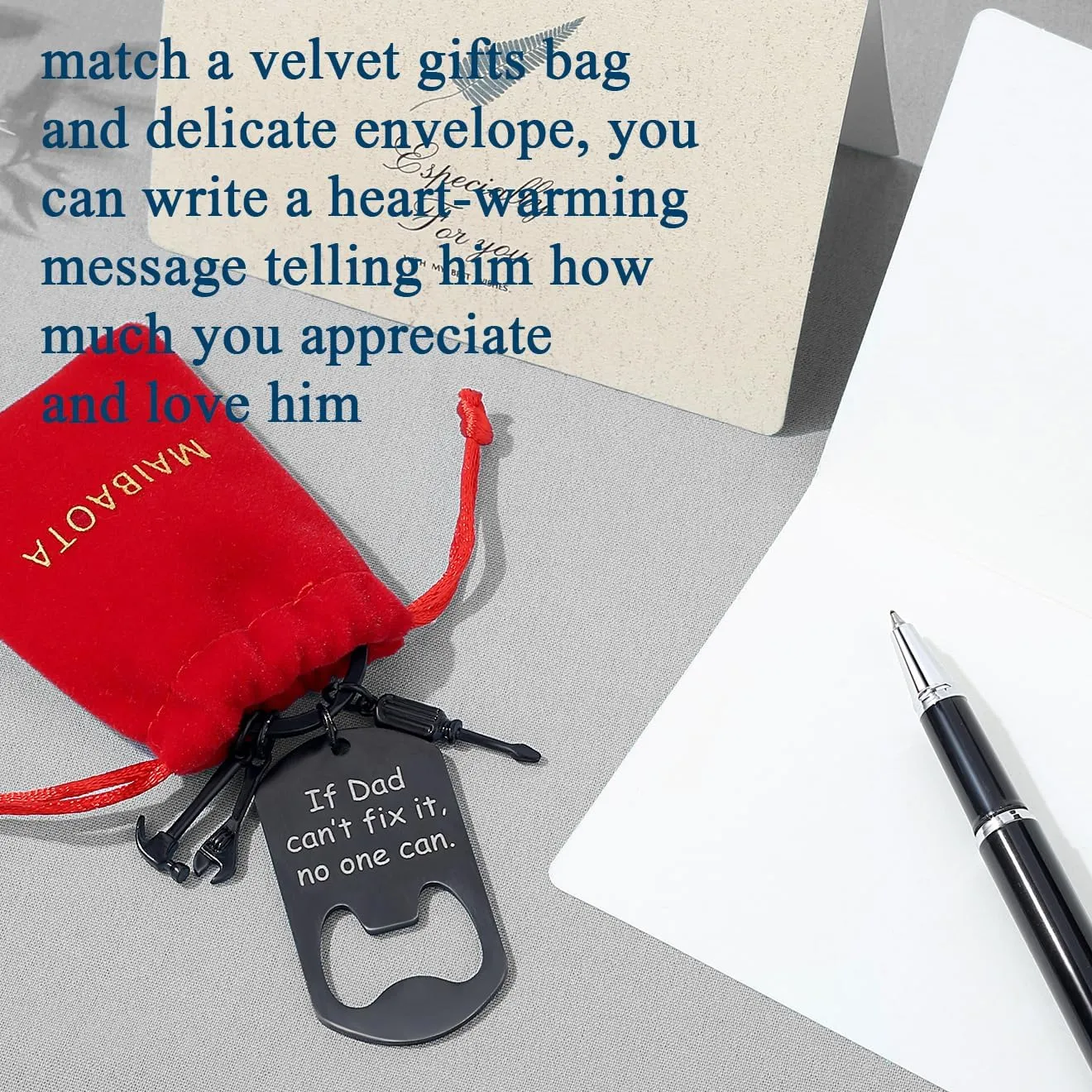 MAIBAOTA Keychain Gifts for Dad Grandpa Uncle Happy Birthday Gift Father's Day If Dad Grandpa Uncle Can't Fix It No One Can