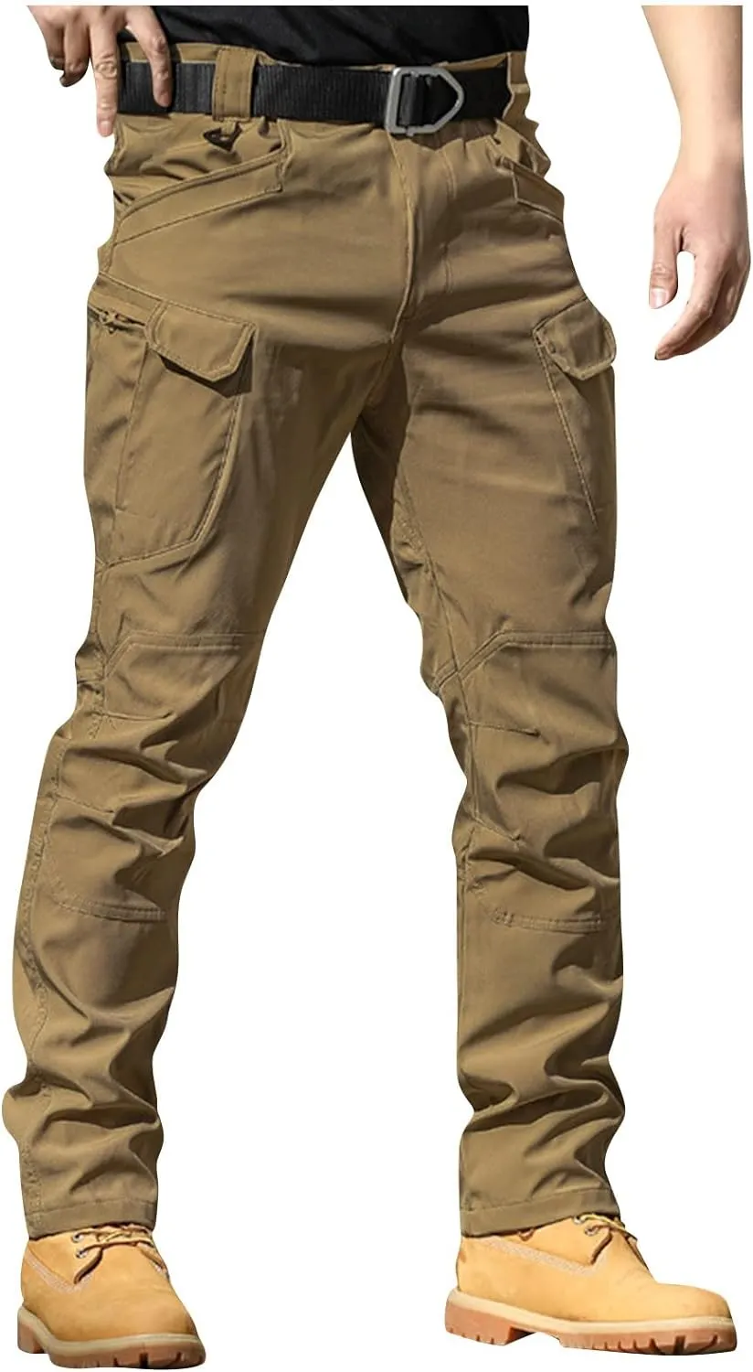 Men Cargo Pants with Pockets Ripstop Stretch Skinny Fit Hiking Pants Stylish Trousers Workout Joggers Baggy Pants
