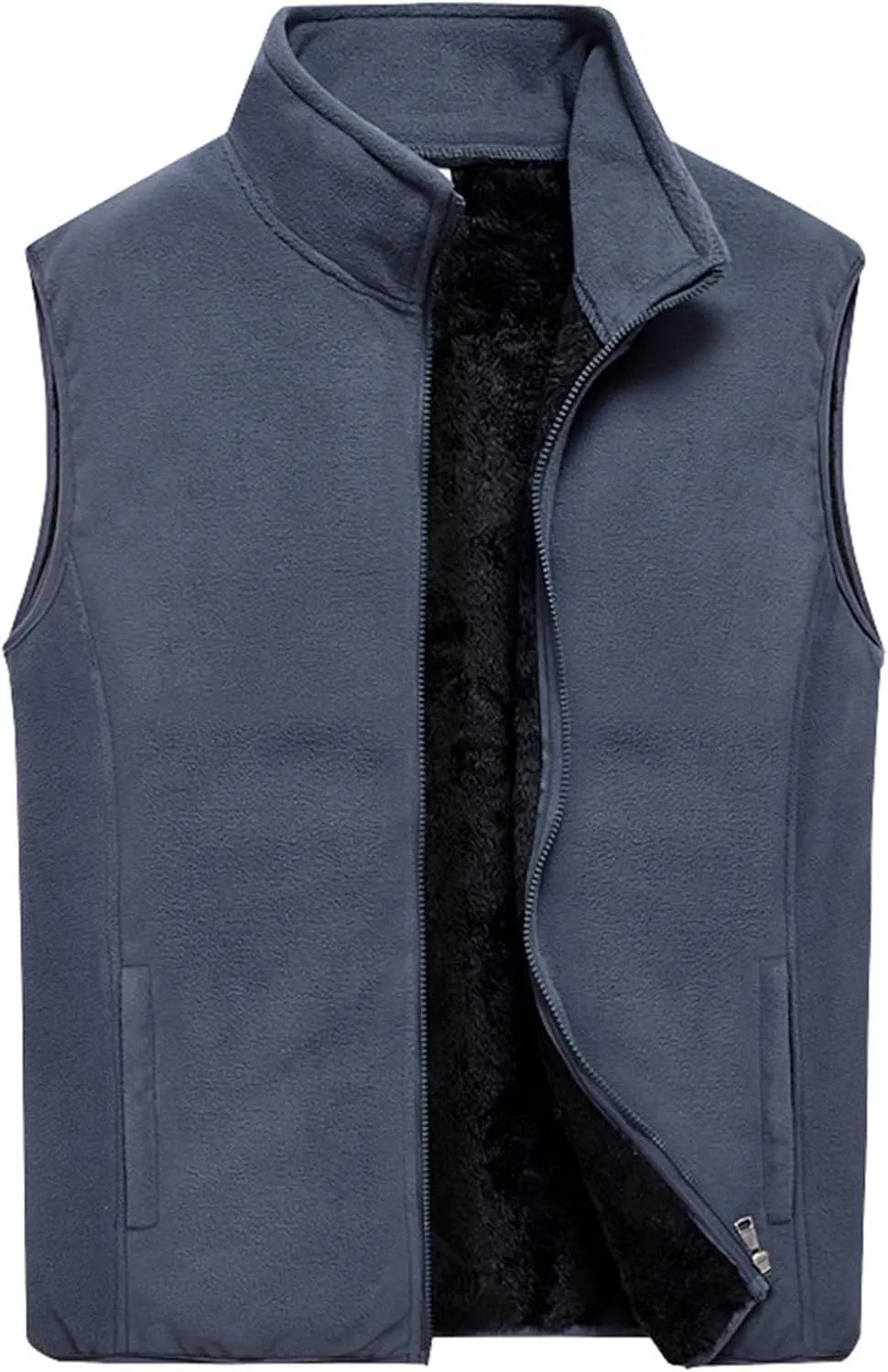 Men Fleece Vest Full Zip Outerwear Vests Plus Size Winter Vest Sleeveless Fleece Jackets Big and Tall Thermal Vest