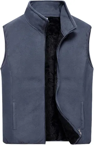 Men Fleece Vest Full Zip Outerwear Vests Plus Size Winter Vest Sleeveless Fleece Jackets Big and Tall Thermal Vest