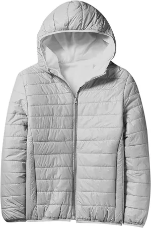 Men Puffer Jacket Hooded Light Packable Long Sleeve Zip Down Jacket Winter Warm Padded Bubble Outwear Coat