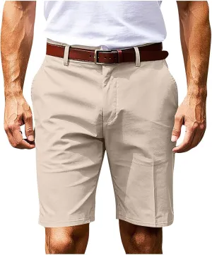 Men's Chino Shorts Summer Lightweight 9" Inch Cotton Golf Hybrid Dress Shorts Flat Front with Pockets for Casual Work