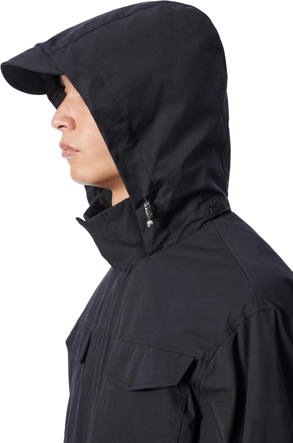 Men's Cross Park Hidden Hood Zip Front Parka Jacket with Water Repellent Standard