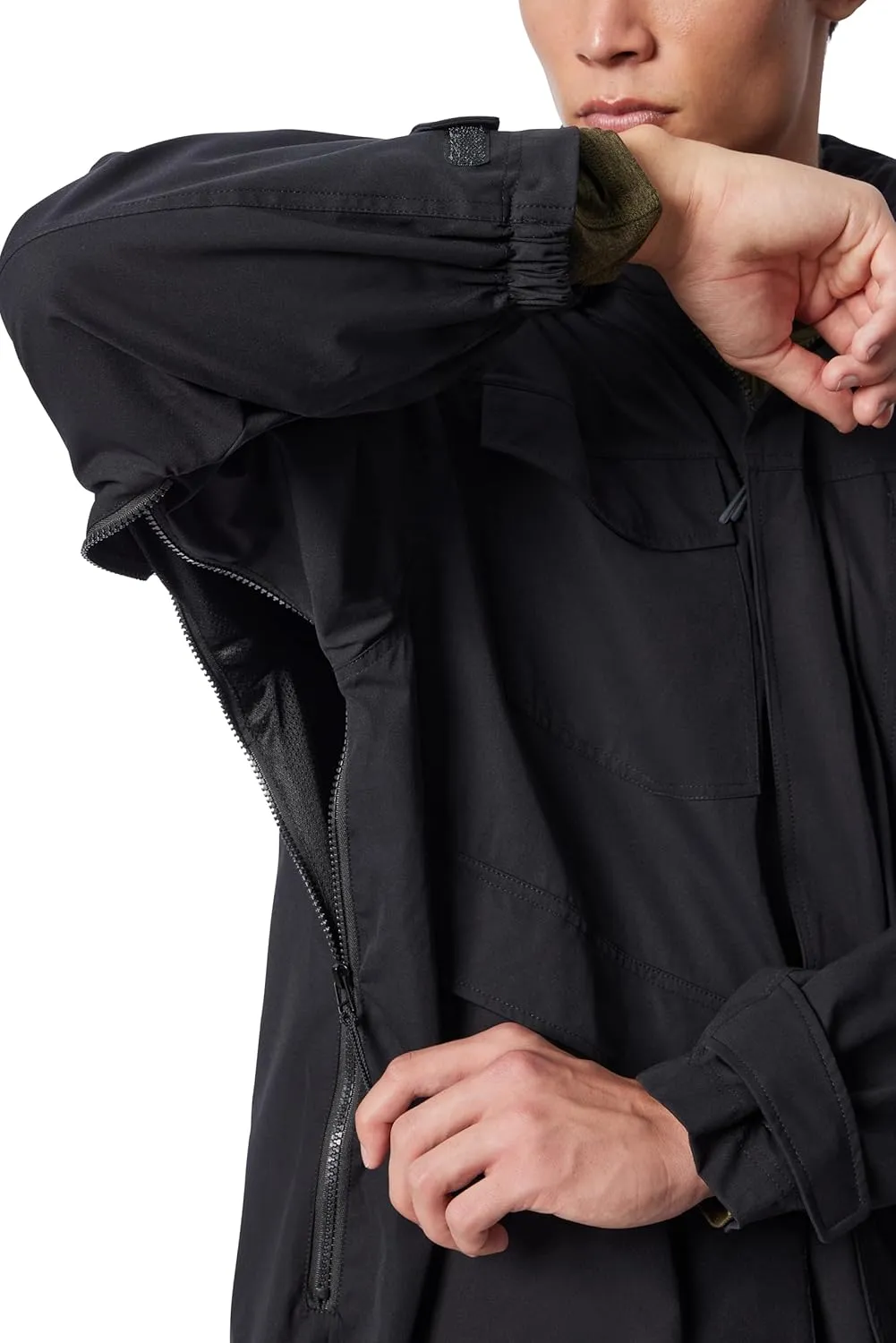 Men's Cross Park Hidden Hood Zip Front Parka Jacket with Water Repellent Standard