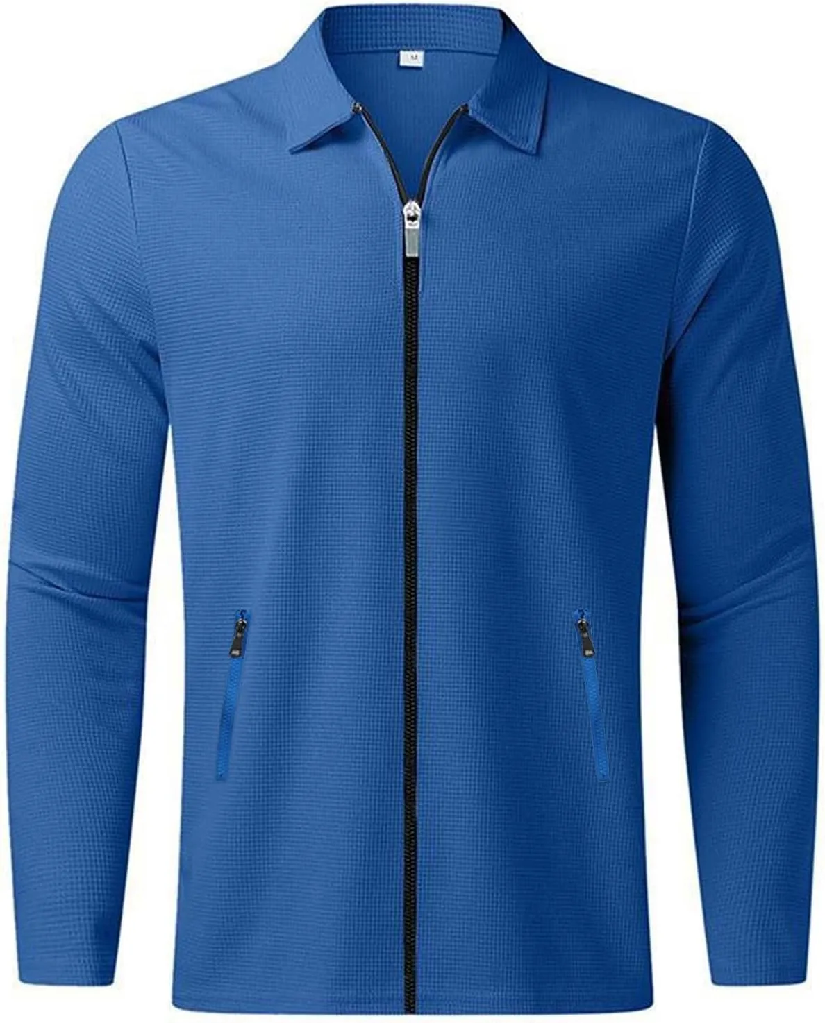Mens Fleece Jackets Lightweight Full Zip Up Shawl Collar Waffle Knit Track Jackets Long Sleeve Casual Running Jacket