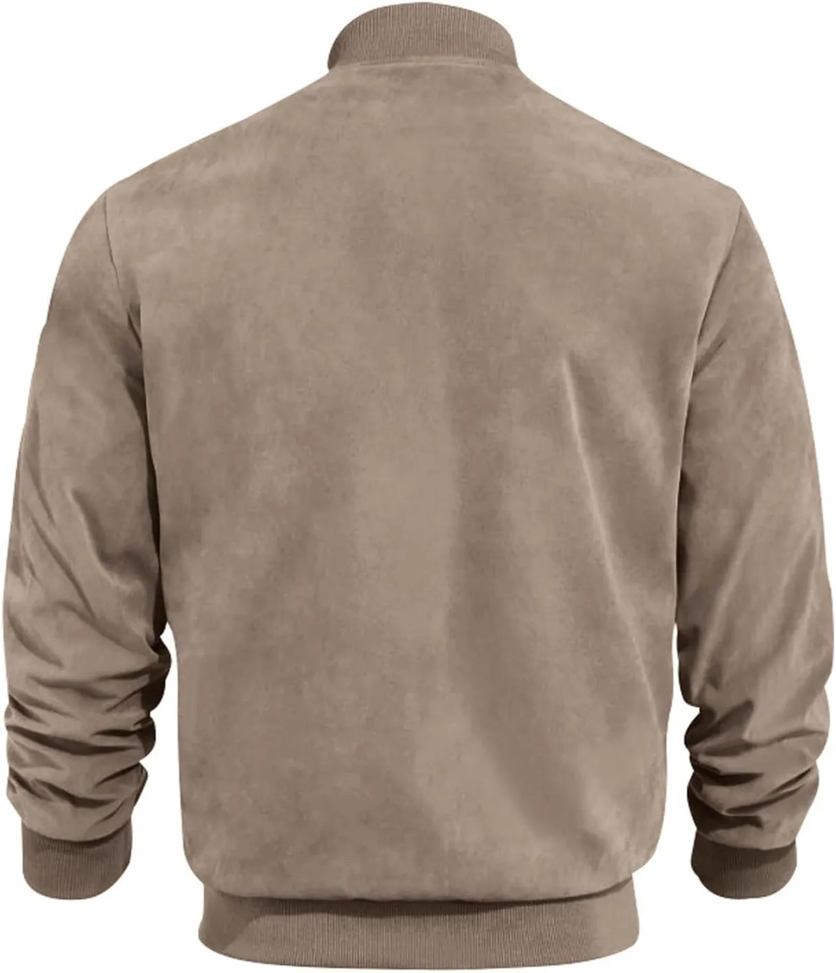 Mens Lightweight Jacket Flight Bomber Jacket Suede Full Zip Casual Softshell Jacket Outwear Pockets Thin Windbreaker