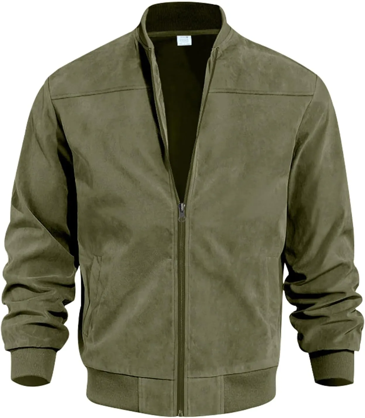 Mens Lightweight Jacket Flight Bomber Jacket Suede Full Zip Casual Softshell Jacket Outwear Pockets Thin Windbreaker