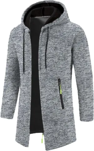 Men's Thicken Hooded Cardigan Sweater 2023 Winter Thermal Sweaters Coat Full Zip Quilted Jacket Business Casual Knit Outwear