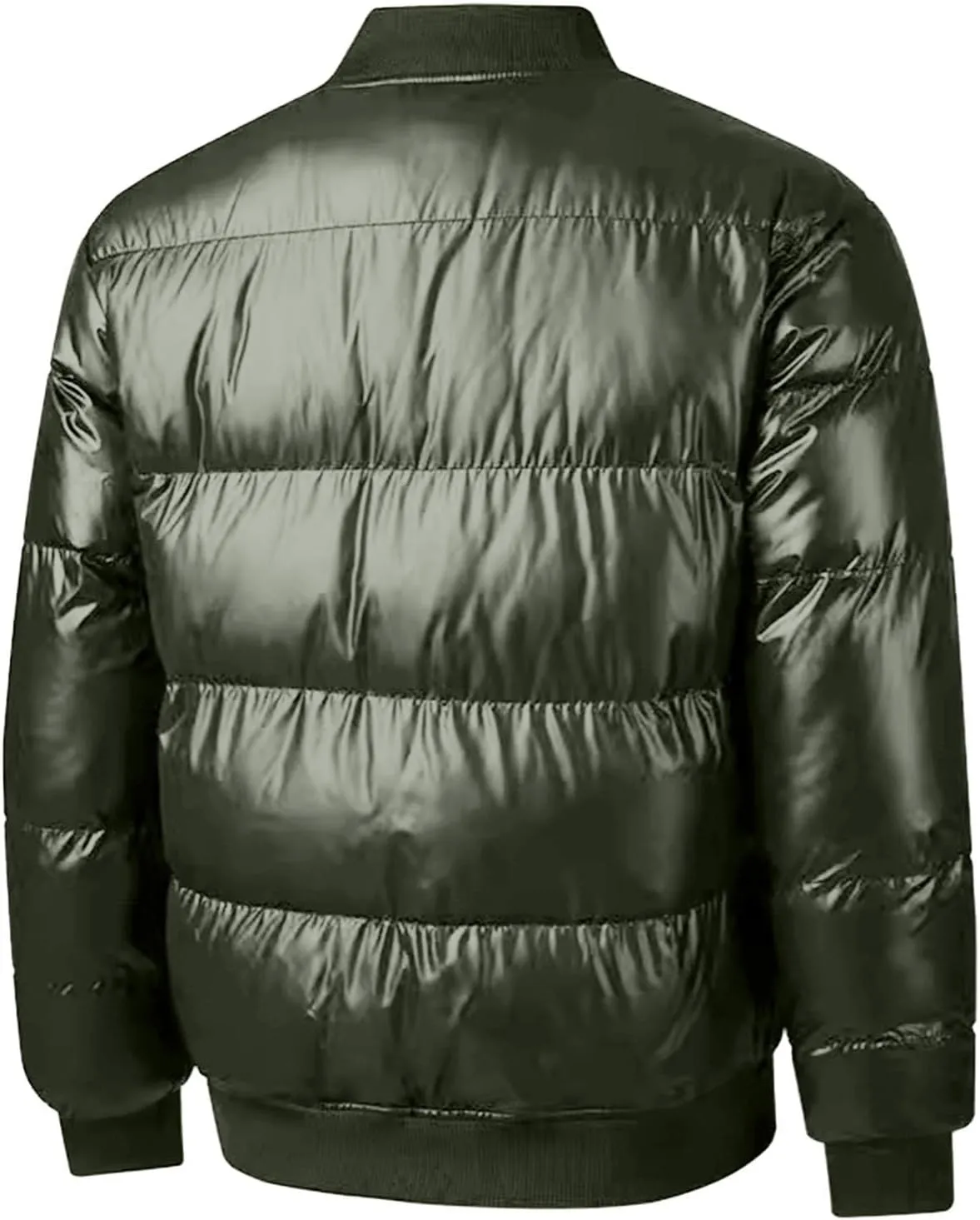 Mens Warm Winter Coat Full Zip Puffer Jacket Bomber Jacket Snow Waterproof Down Jackets Outdoor Padded Jacket