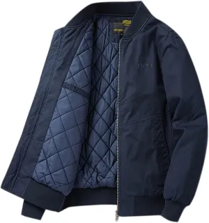 Men's Winter Jacket Zip up Quilted Jacket Padded Windbreaker Warm Flight Jacket Casual Plus Size Jacket Thermal Outwear