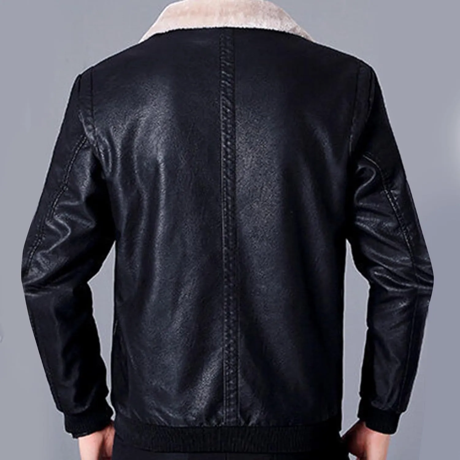 Men's Winter Warm Leather Jacket Fleece Lined Motorcycle Biker Coats