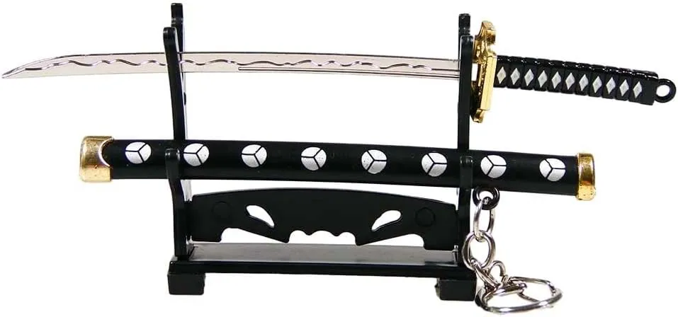 Mini Katana Mini Sword With Plastic Stand Samurai Sword Metal Weapon Model Toy Katana Anime Swords Keychain
