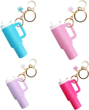 Mini Tumbler Keychain (4 Pack) for Stanley Cup, Cute Mini Cup Keychain Chapstick Holder for Women Girls Purse Handbag Backpack