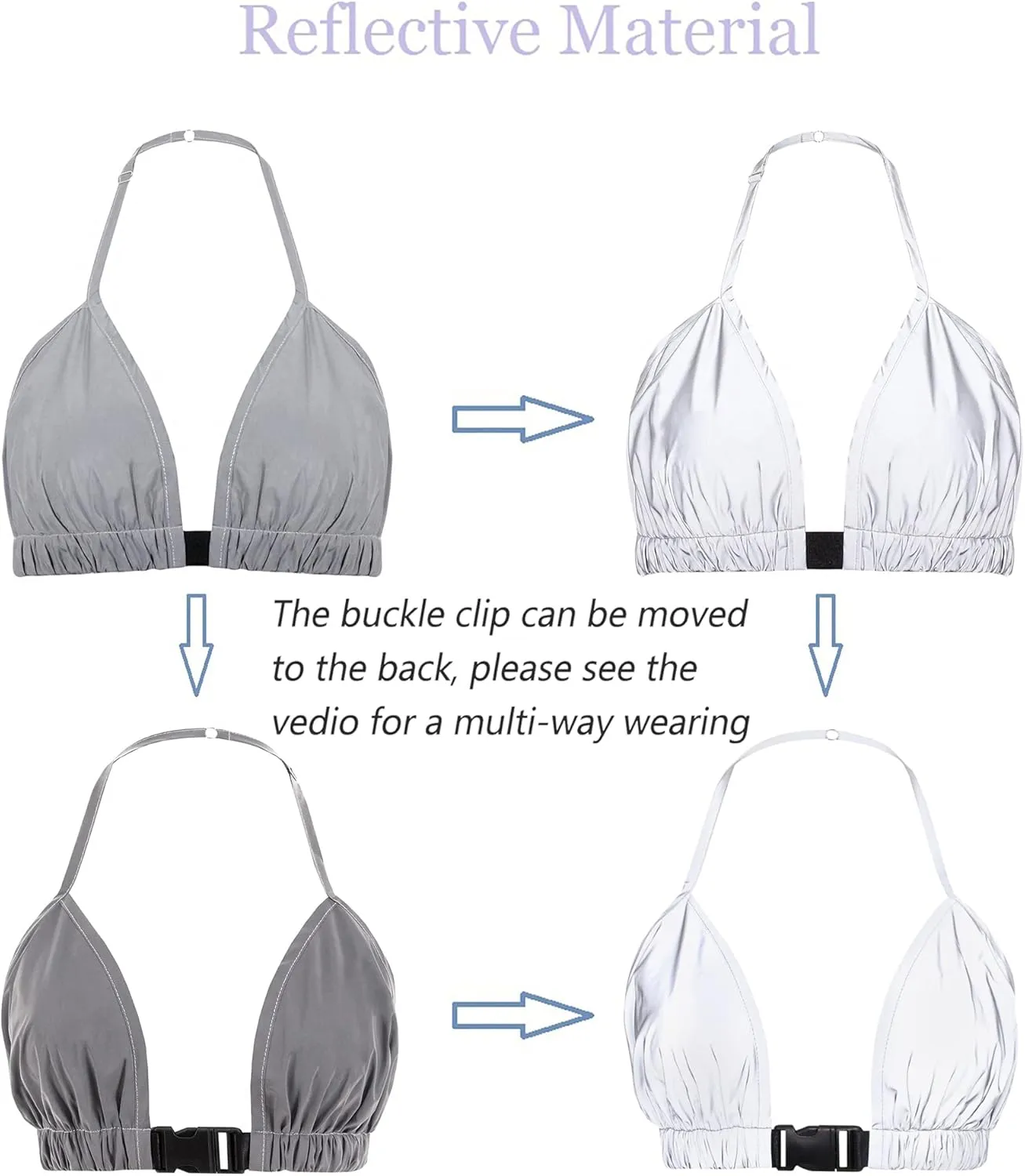 Mocure Womens Crop Tops Tank Metallic Reflective Holographic Tank Top for Rave Festival Club