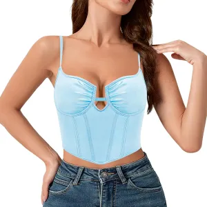 Mocure Womens Crop Tops Tank Metallic Reflective Holographic Tank Top for Rave Festival Club