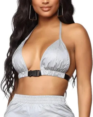 Mocure Womens Crop Tops Tank Metallic Reflective Holographic Tank Top for Rave Festival Club