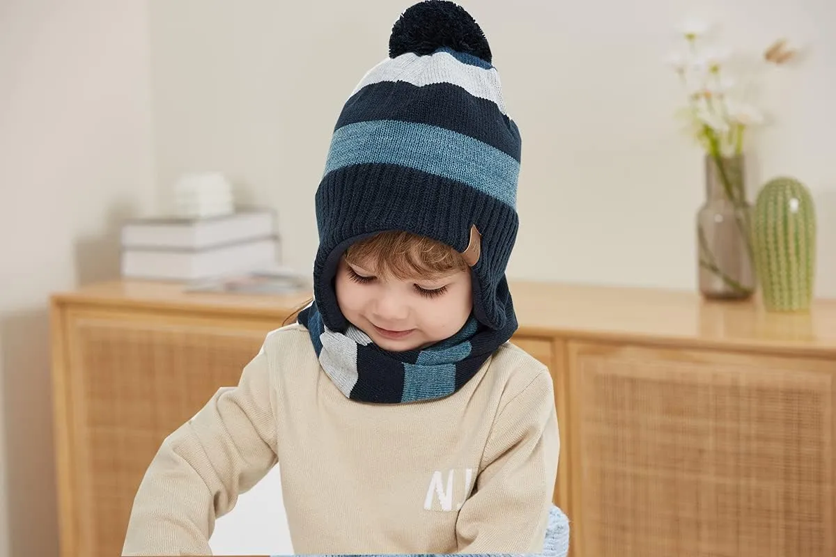 Moon Kitty Boys Winter Hats and Scarf Set Toddler Beanies Set for Boys Winter