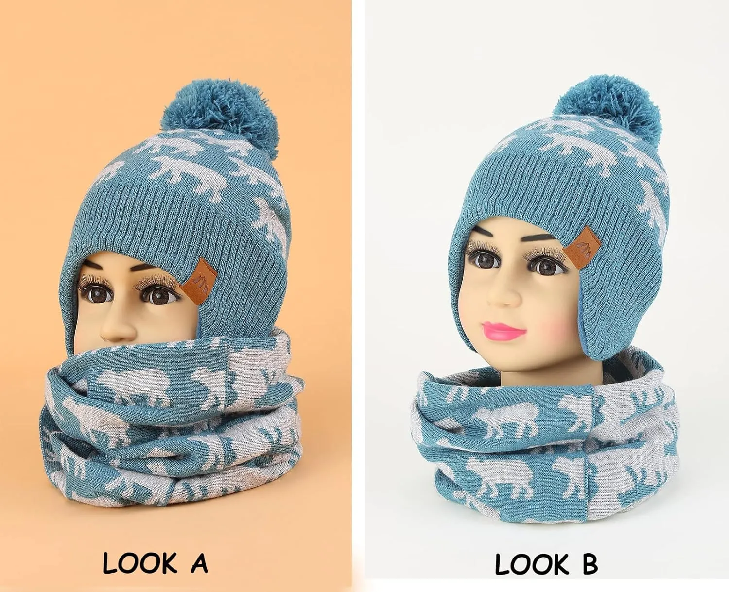 Moon Kitty Boys Winter Hats and Scarf Set Toddler Beanies Set for Boys Winter