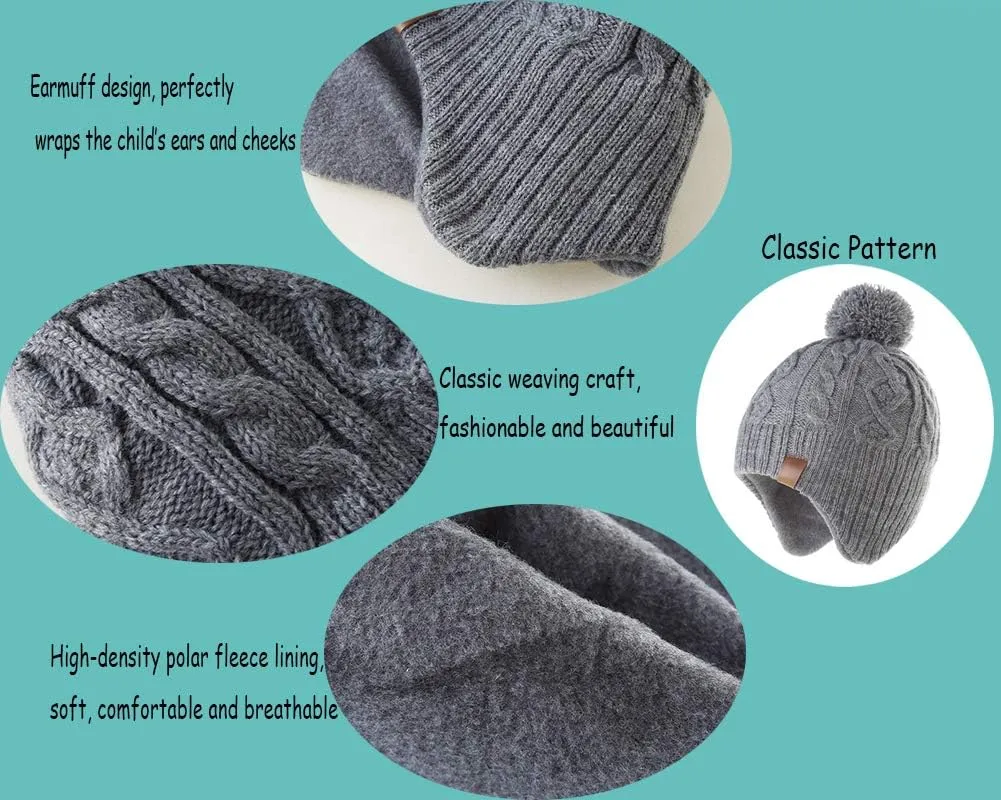 Moon Kitty Boys Winter Hats and Scarf Set Toddler Beanies Set for Boys Winter
