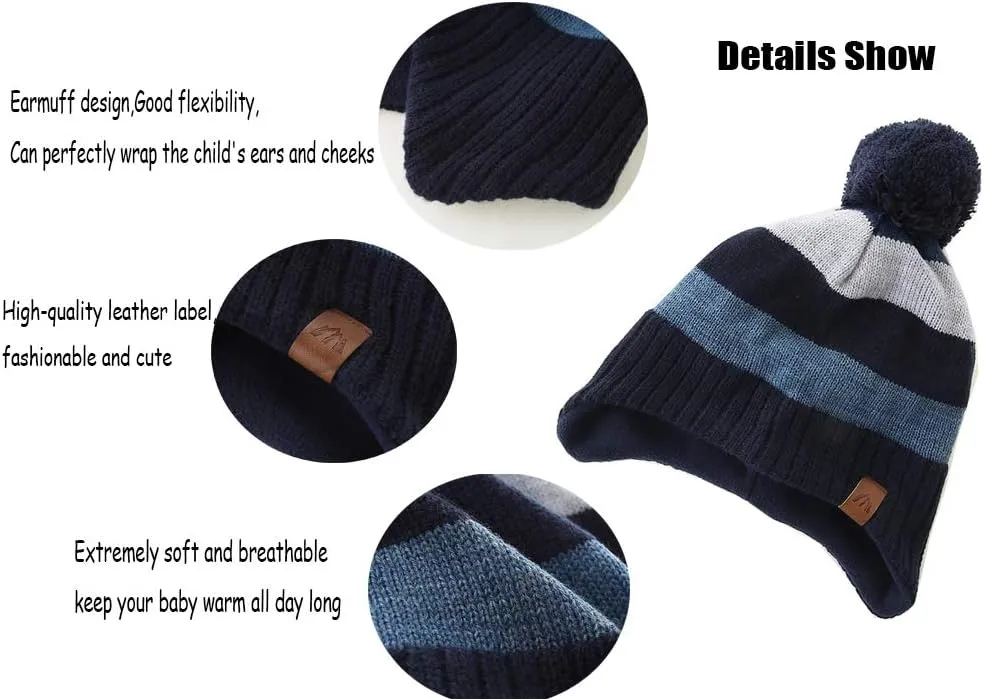 Moon Kitty Boys Winter Hats and Scarf Set Toddler Beanies Set for Boys Winter