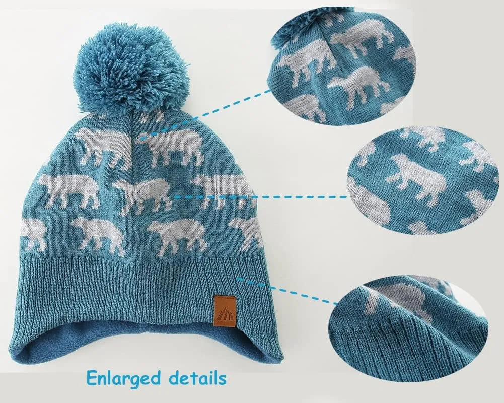 Moon Kitty Boys Winter Hats and Scarf Set Toddler Beanies Set for Boys Winter